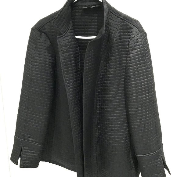 Harvé Bernard Women Quilted Coat Jacket Size XL Open Front Minimalist - Picture 1 of 7